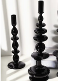 Load image into Gallery viewer, Black Glass Candlestick Holder