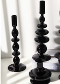 Load image into Gallery viewer, Black Glass Candlestick Holder
